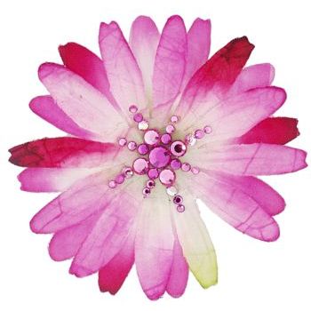 Michelle Roy - Large Silk Daisy Clip - Fuschsia w/Fuschsia Swarovski Crystal Accents