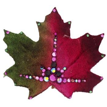 Michelle Roy - Small Velvet Leaf - Light/Dark Burgandy w/Green (1)