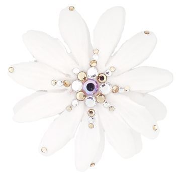 Michelle Roy - Medium Daisy Clip - White w/Gold & White Swarovski Crystal Accents