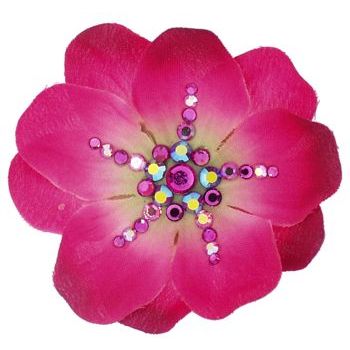 Michelle Roy - Medium Pansy - Deep Fuschsia w/Fuschsia AB Swarovski Centers