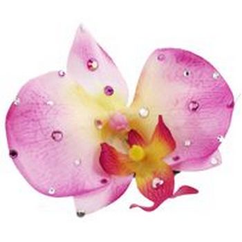 Michelle Roy - Medium Silk Orchid Clip - Violet Pink w/Swarovski Crystal Accents