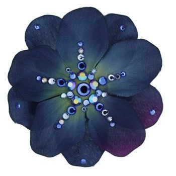 Michelle Roy - Medium Pansy - Violet Blue w/Midnight Blue Swarovski Centers