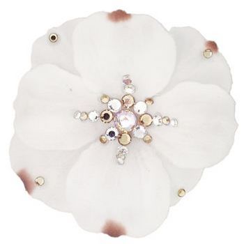 Michelle Roy - Medium Pansy - White w/White Swarovski & Bronze Center