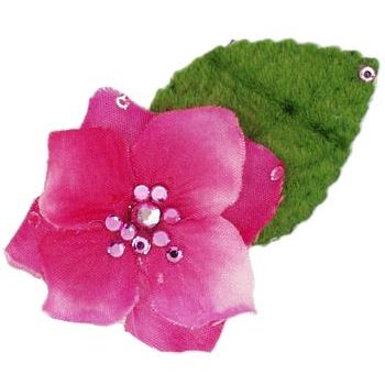 Michelle Roy - Mini Flower Clip - Fuchsia w/Swarovski Crystal Accents