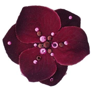 Michelle Roy - Mini Flower Clip - Maroon w/Swarovski Crystal Accents