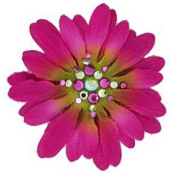 Michelle Roy - Small Daisy Flower - Fuschsia w/Swarovski Crystal Accents