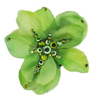 Michelle Roy - Medium Pansy - Green w/Green Swarovski Crystals