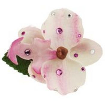 Michelle Roy - Small Silk Orchid Clip - Light Pink w/Swarovski Crystal Accents