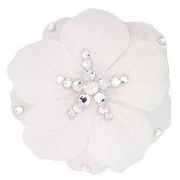 Michelle Roy - Small Silk Flower - White w/White Swarovski Crystal Accents