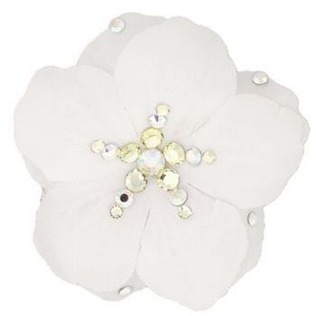 Michelle Roy - Small Silk Flower - White w/Gold Swarovski Crystal Accents