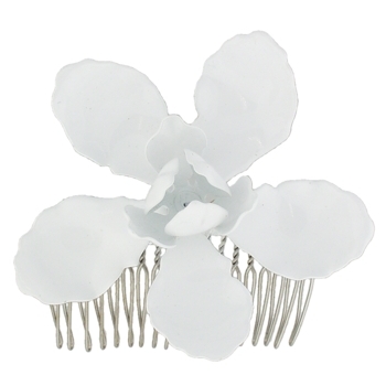 Mona Lisa -  Magnolia Flower Comb - White Enamel (1)