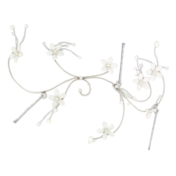 Mona Lisa - Lilyvine Pin-In Headpiece - White & Silver (1)