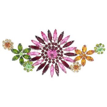 nOir - Large Multi Flower Brooch on Silver Hued Pin (1)