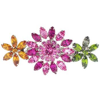 nOir - Multi Flower Silver Metal Barrette (1)