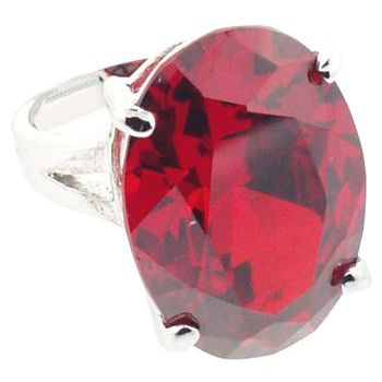 nOir - Large Oval Ruby CZ/Silver Ring (1) - Size 6
