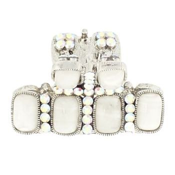 HB HairJewels - Hip Clips - Enamel & Crystal Jaws - White (1)