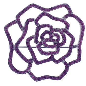 Karen Marie - Bridal Collection - Abstract Crystal Open Rose Brooch - Violet (1)