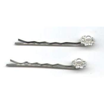 Pearl & Austrian Crystal Hairpins - Silver