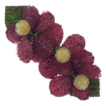 Karin's Garden - Beaded Triple Flower Barrette Hair Clip - Burgundy (1)