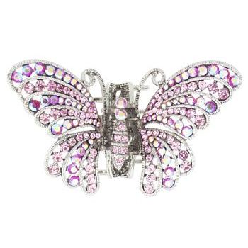 Karen Marie - Rhinestone Butterfly Jaw Clip - Pink