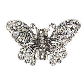 Karen Marie - Rhinestone Butterfly Jaw Clip - Smoke