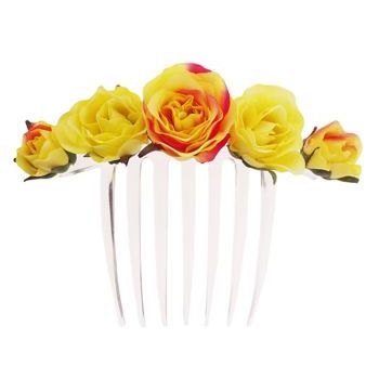 Karen Marie - Le Fleur Collection - Rose Encrusted French Comb - Majestic Yellow (1)