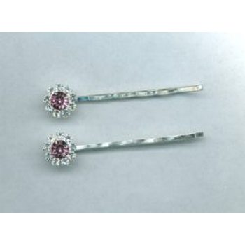 Rose Colored Austrian Crystal Hairpins