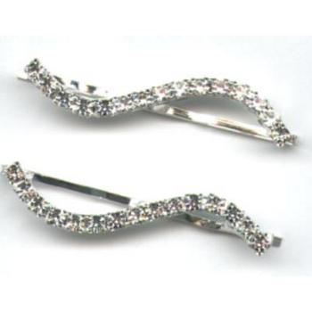 Austrian Crystal S Shaped Hairpins - Silver