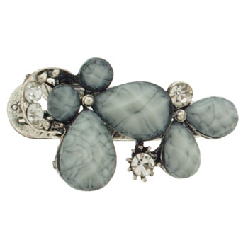 SOHO BEAT - French Fashionista - Moonstone and Crystal Double Flower Claw Clip - Ethereal Smoke (1)