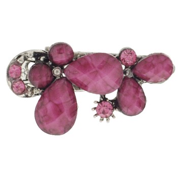 SOHO BEAT - French Fashionista - Moonstone and Crystal Double Flower Claw Clip - Delectable Plum (1)