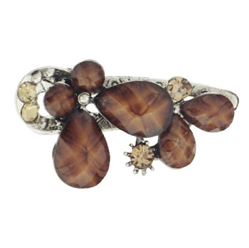 SOHO BEAT - French Fashionista - Moonstone and Crystal Double Flower Claw Clip - Caramel Latte (1)