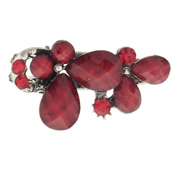 SOHO BEAT - French Fashionista - Moonstone and Crystal Double Flower Claw Clip - Passionate Crimson (1)