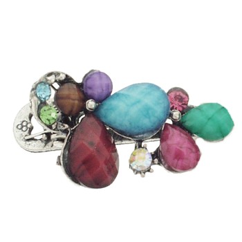 SOHO BEAT - French Fashionista - Moonstone and Crystal Double Flower Claw Clip - Rainbow Medley (1)