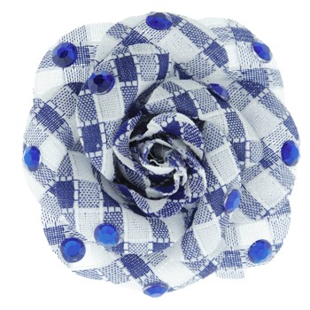 SOHO BEAT - Crystal Avenue - Gemstones - Flowering Plaid Brooch Pin with Crystals - Blue Sapphire