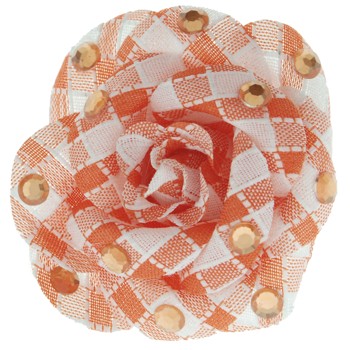 SOHO BEAT - Crystal Avenue - Gemstones - Flowering Plaid Brooch Pin with Crystals - Orange Citrine