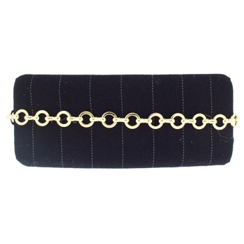 Susan Daniels - Barrette - Black Pinstripe w/Chain (1)