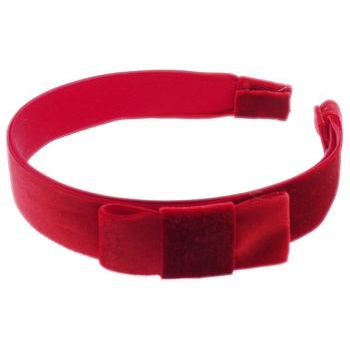 Susan Daniels - Headband - 1inch Shiny Velvet - Cherry Red w/Bow (1)