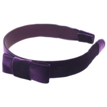 Susan Daniels - Headband - 1inch Shiny Velvet - Purple w/Bow (1)