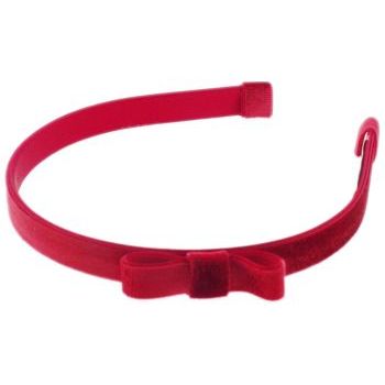 Susan Daniels - Headband - 1/2inch Shiny Velvet - Cherry Red w/Bow (1)