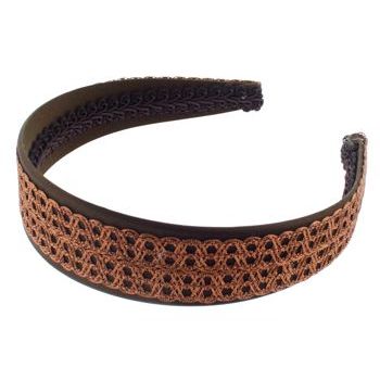 Susan Daniels - Headband - Chocolate Satin w/Copper Ribbon (1)