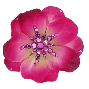 Michelle Roy - Medium Pansy - Fuchsia w/Fuchsia Swarovski Centers