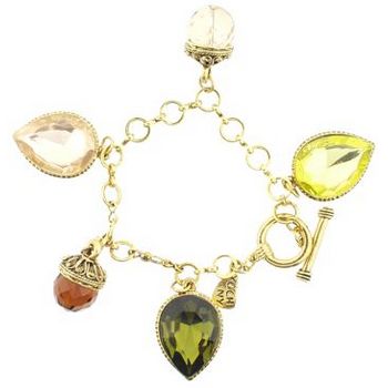 Yochi - Charm Bracelet (1) Shades of Green & Gold