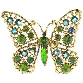 Yochi - Butterfly Brooch Pin - Emerald Green & Green AB Swarovski (1)