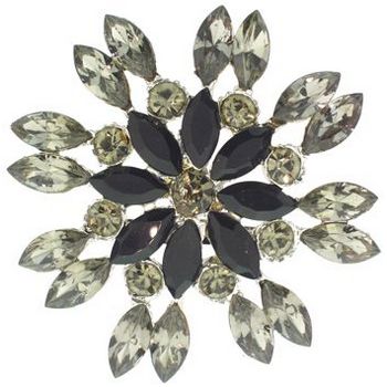 Yochi - Sun Ray Brooch Pin - Black Swarovski (1)