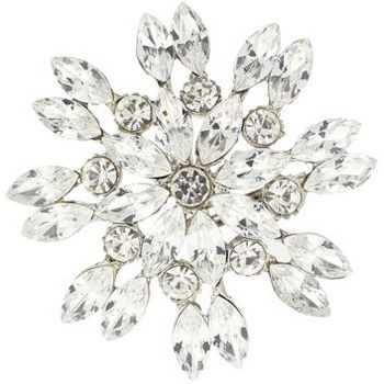 Yochi - Sun Ray Brooch Pin - White Swarovski (1)